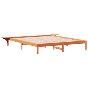 vidaXL Cama com Mesas Laterais Marrom Cera 200 x 210 cm