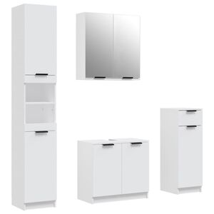 vidaXL 4pcs conj. arm&aacute;rios casa de banho madeira processada branco