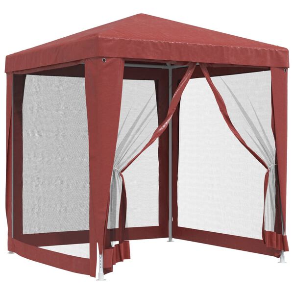 vidaXL Tenda p/ festas c/ 4 paredes laterais rede 2x2 m PEAD vermelho