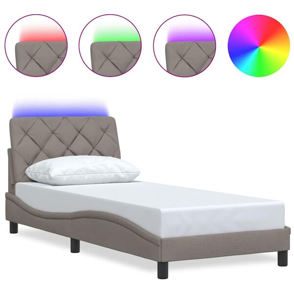vidaXL Estrutura de cama com LED sem colch&atilde;o 90x200 cm tecido