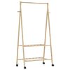vidaXL Cabide com prateleiras e rodas 96x45,5x155,5 cm bambu