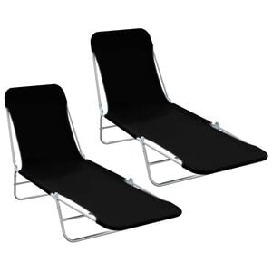 vidaXL Espregui&ccedil;adeiras dobr&aacute;veis 2 pcs a&ccedil;o e tecido preto