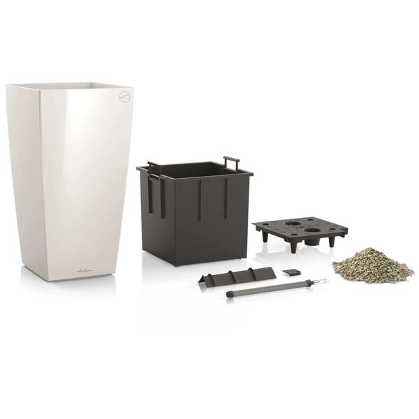 LECHUZA Vaso Cubico 40 ALL-IN-ONE branco brilhante 18191