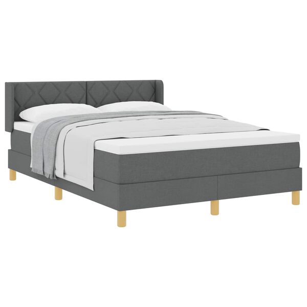 vidaXL Cama com Estrado Cinzento escuro 140 x 190 cm tecido