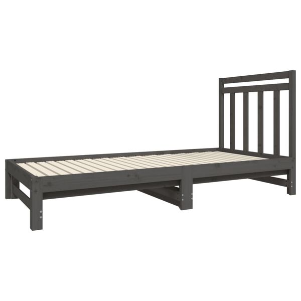 vidaXL Estrutura sof&aacute;-cama de puxar 2x(90x190) cm pinho maci&ccedil;o cinza