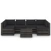 vidaXL 7 pcs conj. lounge jardim + almofad&otilde;es madeira impreg. cinzento