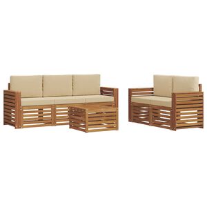 vidaXL Conjunto de Sof&aacute;s para Exterior 6 unid. 5 lugar Natural e Bege