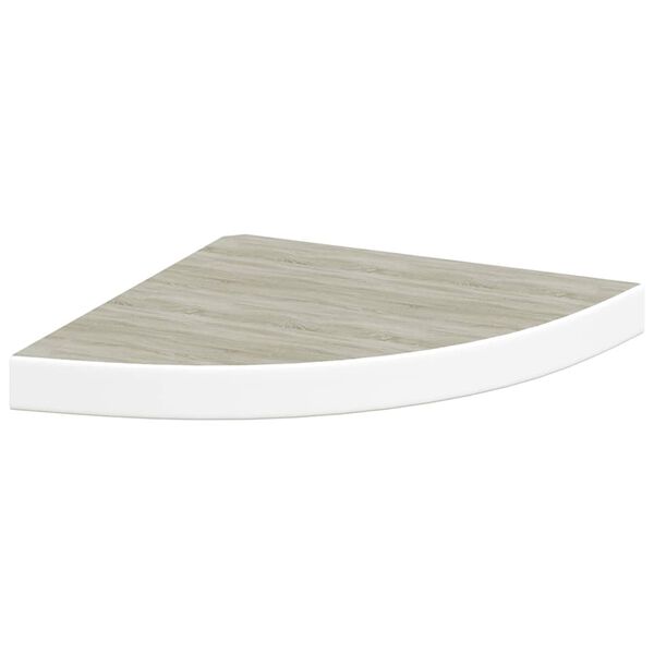 vidaXL Prateleira de canto parede 35x35x3,8 cm MDF cor carvalho/branco