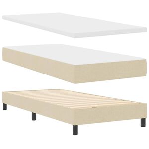 vidaXL Cama box spring com colchão Creme 80 x 200 cm tecido