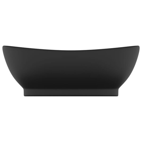 vidaXL Lavatório luxuoso oval 58,5x39 cm cerâmica preto mate