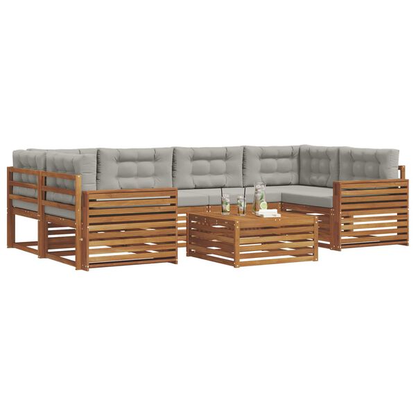 vidaXL Conjunto de Sof&aacute;s para Exterior 7 pcs Cinza Natural e Claro