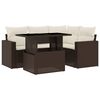 vidaXL 5 pcs conjunto sof&aacute;s p/ jardim c/ almofad&otilde;es vime PE castanho