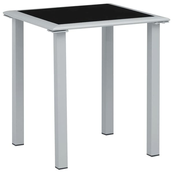 vidaXL Mesa de jardim 41x41x45 cm aço prateado e vidro preto