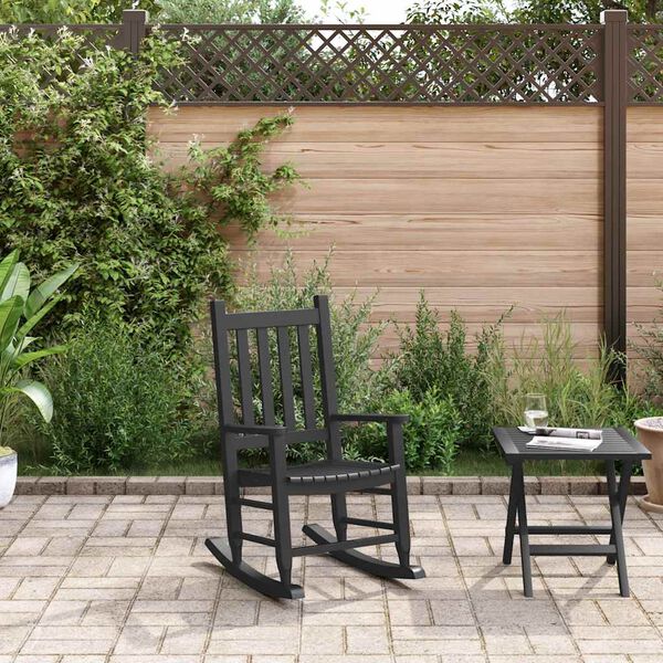 vidaXL Cadeira de baloi&ccedil;o infantil madeira de &aacute;lamo maci&ccedil;a preto