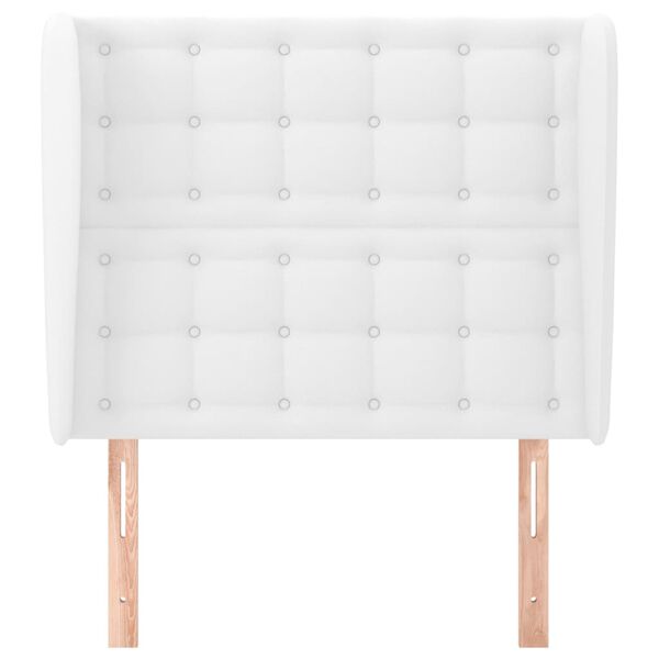 vidaXL Cabeceira cama c/ abas couro artificial 93x23x118/128 cm branco