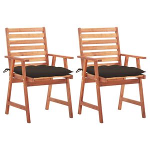 vidaXL Cadeiras de jantar p/ jardim 2 pcs c/ almofad&otilde;es ac&aacute;cia maci&ccedil;a
