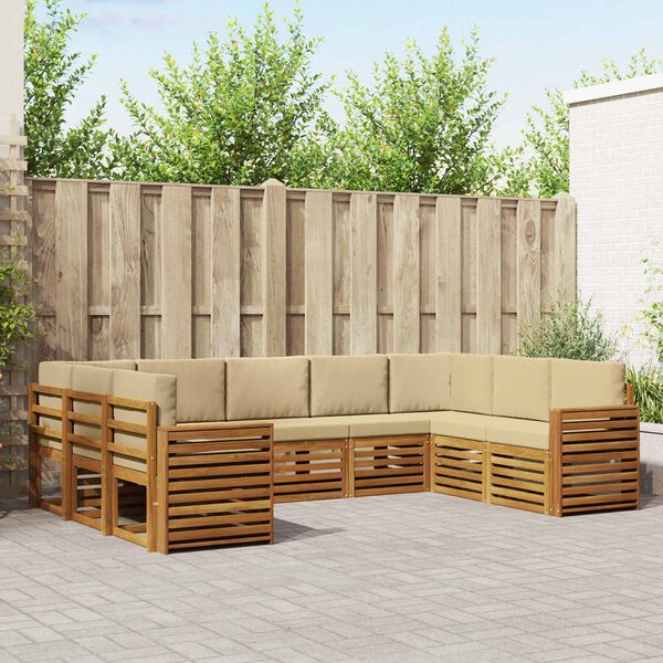 vidaXL Conjuntos de sof&aacute;s com almofada 9 pcs Natural e Bege