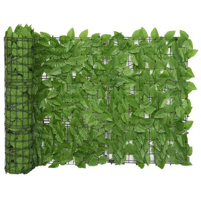 vidaXL Tela de varanda com folhas verde 500x75 cm