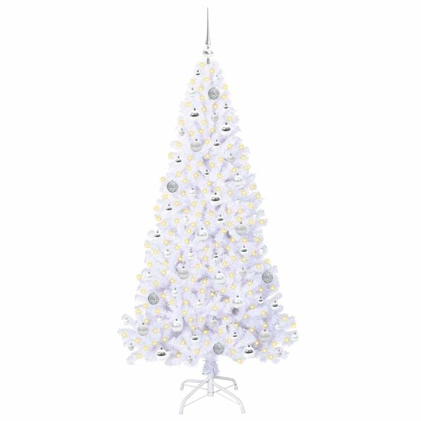 vidaXL &Aacute;rvore de Natal Artificial com 300 LEDs Branco 180 cm PVC e A&ccedil;o