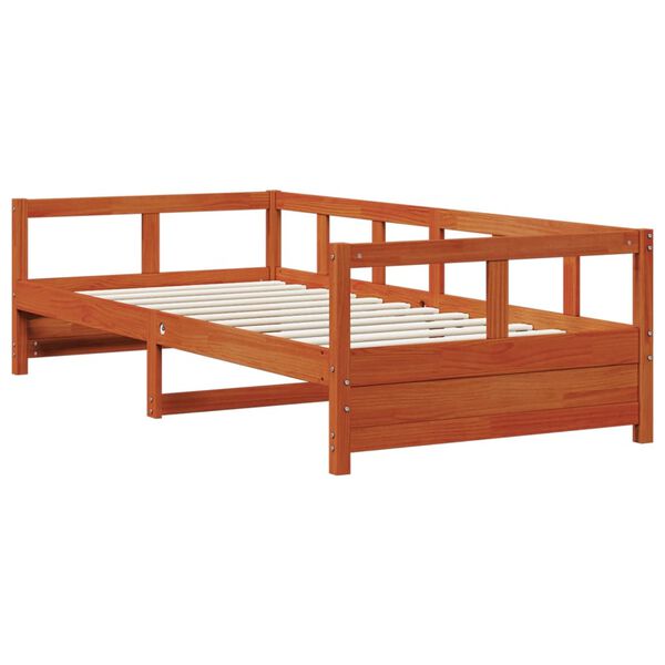 vidaXL Sof&aacute;-cama sem colch&atilde;o 90x200 cm pinho maci&ccedil;o castanho-mel