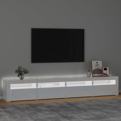 vidaXL Móvel de TV com luzes LED 240x35x40 cm branco brilhante