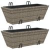 vidaXL Canteiros com ganchos 2 pcs vime PE cinzento