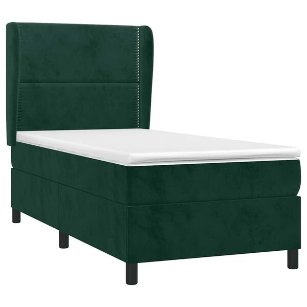 vidaXL Cama com molas/colch&atilde;o 80x200 cm veludo verde-escuro