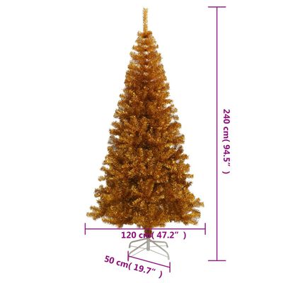 vidaXL Árvore de Natal artificial com suporte 240 cm PET dourado