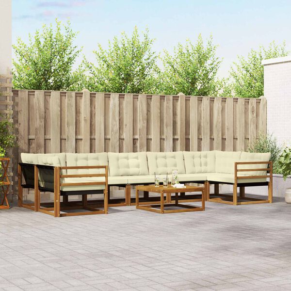 vidaXL Conjunto de Sof&aacute;s para Exterior 8 pcs Natural e Creme