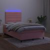 vidaXL Cama box spring c/ colch&atilde;o/LED 120x200 cm veludo rosa