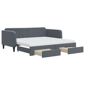 vidaXL Sof&aacute;-cama c/ gavet&atilde;o e gavetas 90x190 cm veludo cinzento-escuro