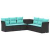 vidaXL Conjunto de Sof&aacute;s 7 unid. Preto e Azul Rattan Poli&eacute;ster e A&ccedil;o