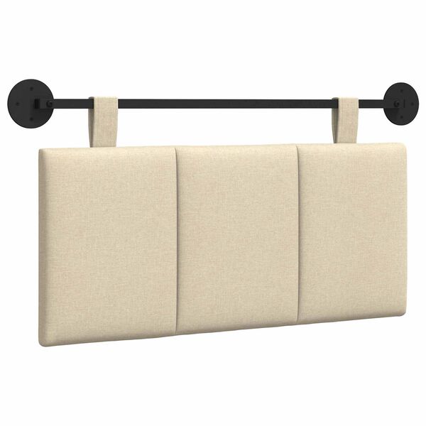 vidaXL Cabeceira Suspensa Riscas Creme 100 x 55 x 5 cm tecido