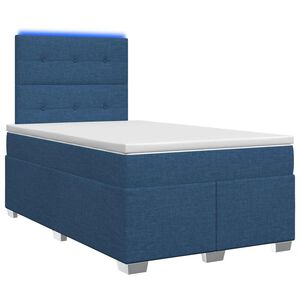 vidaXL Cama box spring com colch&atilde;o Azul 120 x 190 cm Tecido