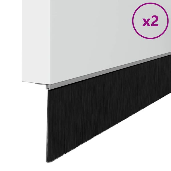 vidaXL Selos de Escovas para Porta com Parafuso 2 pcs Prateado 100 cm