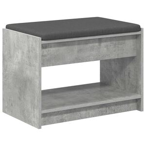 vidaXL Banco de Hall com almofada Cinzento Concreto 63 x 38 x 45 cm