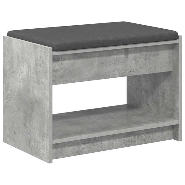 vidaXL Banco de Hall com almofada Cinzento Concreto 63 x 38 x 45 cm