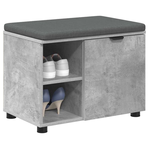 vidaXL Banco de Hall com almofada Cinzento Concreto 60 x 38 x 46 cm
