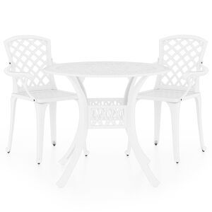 vidaXL 3 pcs conjunto de bistr&ocirc; alum&iacute;nio fundido branco