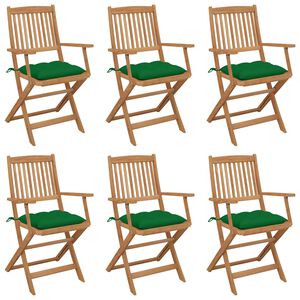 vidaXL Cadeiras de jardim dobr&aacute;veis c/ almofad&otilde;es 6 pcs ac&aacute;cia maci&ccedil;a