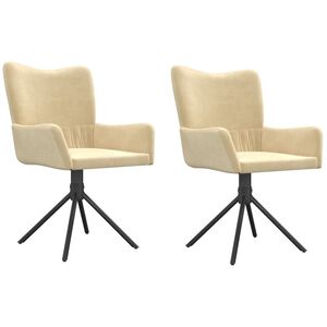 vidaXL Cadeiras de jantar girat&oacute;rias 2 pcs veludo cor creme