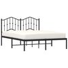 vidaXL Estrutura de cama com cabeceira 135x190 cm metal preto