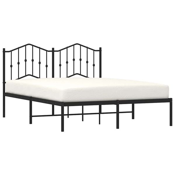 vidaXL Estrutura de cama com cabeceira 135x190 cm metal preto