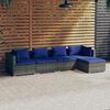 vidaXL 5 pcs conjunto lounge de jardim c/ almofad&otilde;es vime PE cinzento