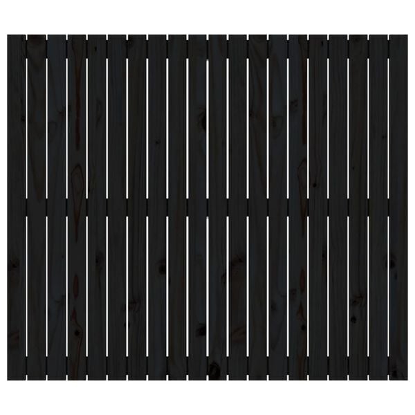 vidaXL Cabeceira de parede 127,5x3x110cm madeira de pinho maci&ccedil;a preto