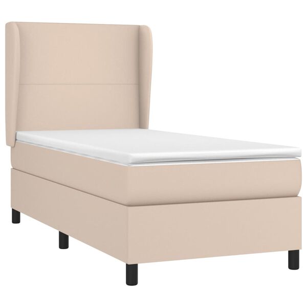 vidaXL Cama com molas/colchão 90x190 cm couro artificial cappuccino
