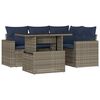 vidaXL Conjunto de sof&aacute; de jardim de 5 pe&ccedil;as com almofadas em rattan sint&eacute;tico cinza