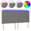 vidaXL Cabeceira de cama c/ LED tecido 160x5x118/128 cm cinza-escuro