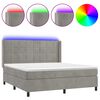 vidaXL Cama box spring c/ colchão/LED 160x200 cm veludo cinzento-claro