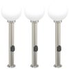 vidaXL Lumin&aacute;rias de balizador com tomada, 3 pe&ccedil;as, 80 cm, a&ccedil;o inoxid&aacute;vel, IP44